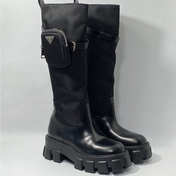Prada Tall Leather Riding Boots size 38 - Picture 2 of 16
